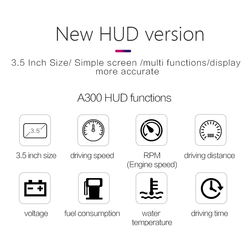 3 5 インチのフロントガラスプロジェクター車スタイリング Hud A300 Obd2 ヘッドアップディスプレイ車速度プロジェクターマルチカラー Hd ディスプレイスピードメーター Projector Speedometer Obd2 Display Hudcar Speedometer Projector Aliexpress