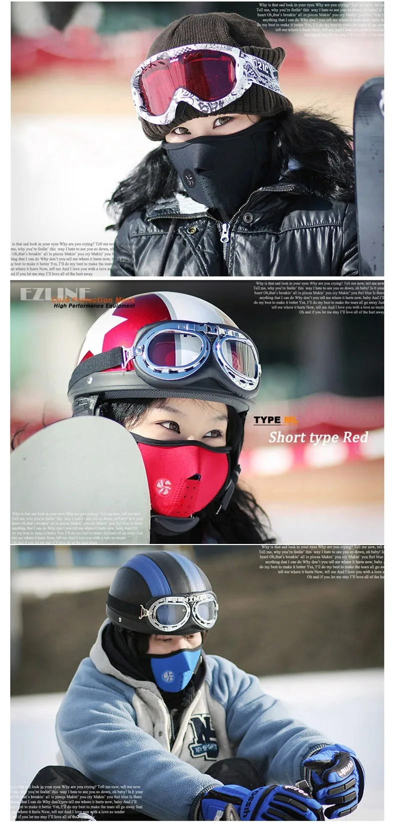 2016 New Arrival Winter Bike Motorcycle Bicycle Ski Snow Snowboard Sport Face Mask Windproof Cold Resist Neck Warm Skiing Bibs (7)
