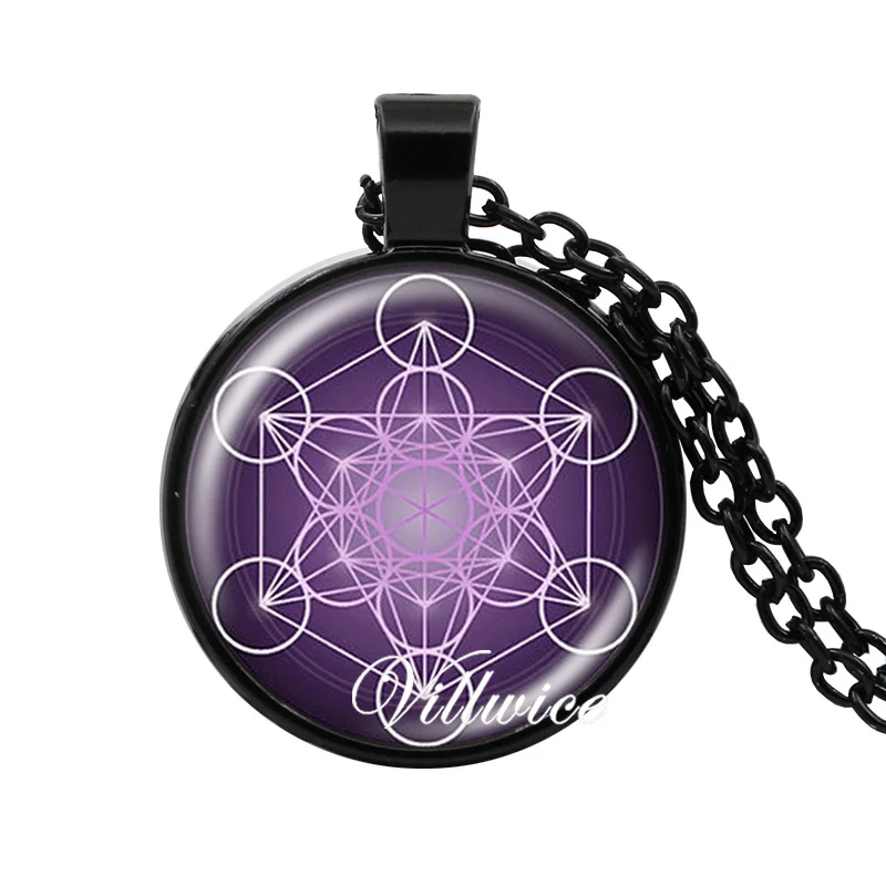 

Metatron Cube Pendant Necklace Sacred Geometry Flower of Life Jewelry Chakra Spiritual Necklace Women Men Magic Hexagram Choker