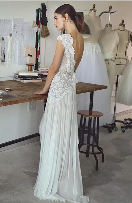 vintage-lace-beaded-wedding-dresses-2017-simple-a-line-v-neckline-v-backless-sweep-train-bridal-gowns (2)
