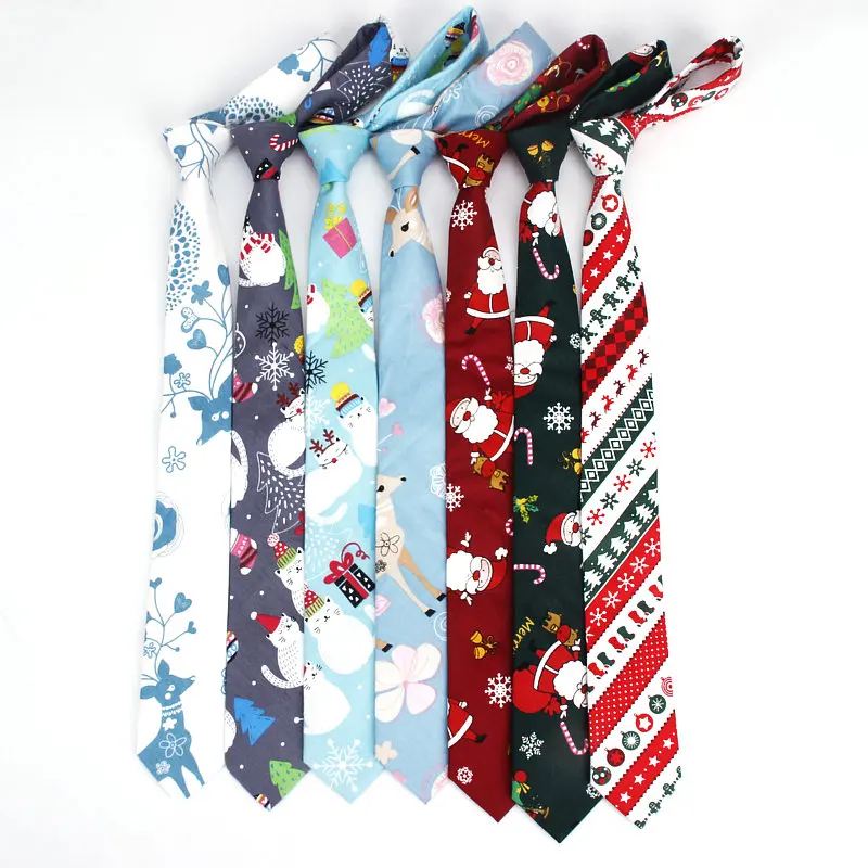 

2019 Brand New Hot Sell Men's Fashion Christmas Slim Neck Ties For Man Casual Skinny Tree Printed Adults Male Necktie Corabtas