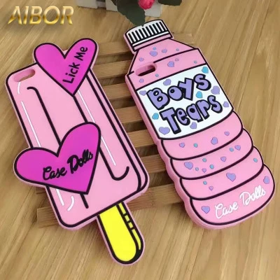 

3D cartoon Lovely Mineral water 3D Love Popsicles ice cream Soft Silicone Case for iPhone 5 5s SE/6/6s plus 7 8 plus Phone Case