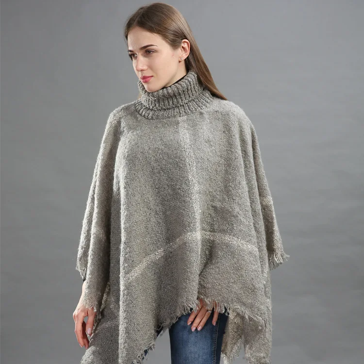 Зимний свитер женский вязаный пончо водолазка женский шарф толстые теплые свитера и пуловеры Большие размеры пончо и накидки