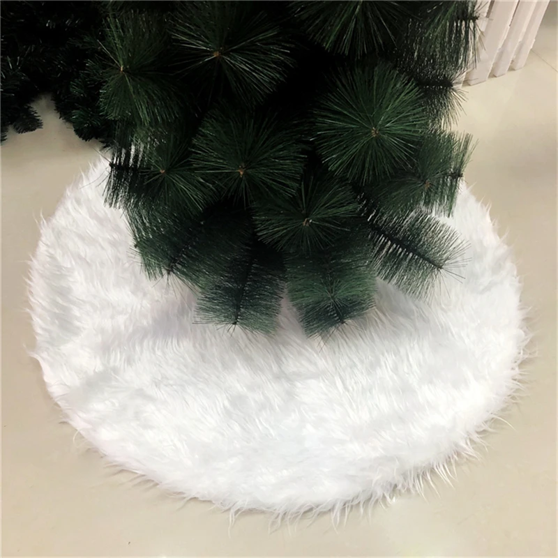 

New Year Tree Rug Skirt Floor Mat Home Decor Xmas Tree Carpet Merry Christmas Tree Skirt White Round Diameter 80cm 90cm 120cm