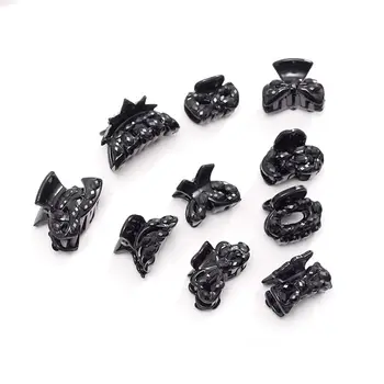 

10pcs Women Hair Clip Small Size Plastic Hairpins Women Hair Crab Hair Claws Women Make UP Washing Tool Hair Accessories Black