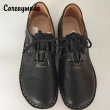 Careaymade- из воловьей кожи с накладкой спереди туфли настоящей ручной работы, художественная обувь в стиле ретро «MORI GIRL», Для женщин обувь на каждый день; туфли на плоской подошве, 3 вида цветов