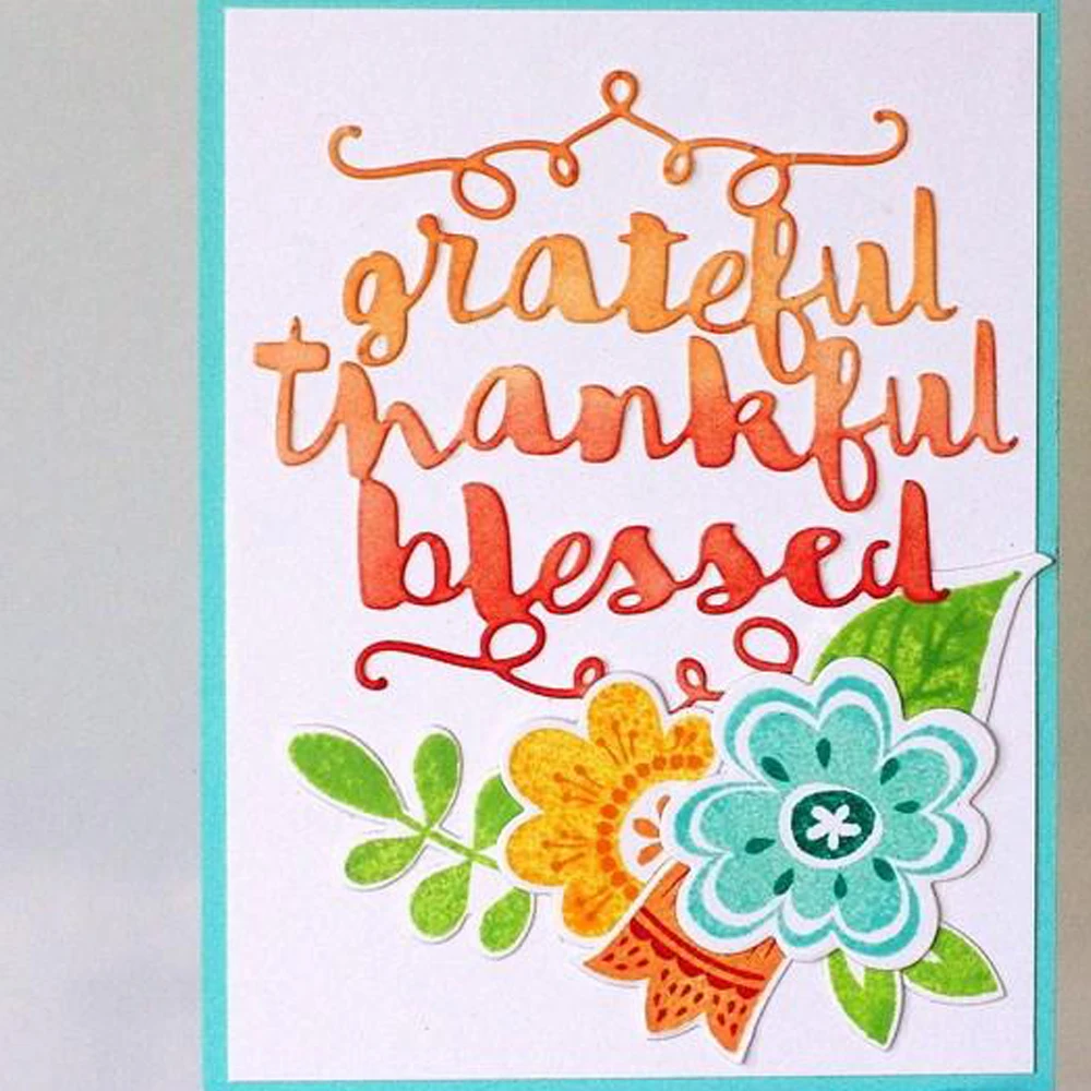 

Word Grateful Thankful Blessed Metal Cutting Dies Silver Stencil For Scrapbooking Album Photo Paper Card Craft Fun New 2019