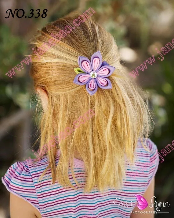 

free shipping 2017 newest 500pcs Two layer kanzashi flower clip Mix color is avaiable good quality