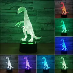 Динозавр 3D ночник настольная лампа 7 цветов 3D Оптическая иллюзия огни датчик движения свет world of warcraft luminaria лампа