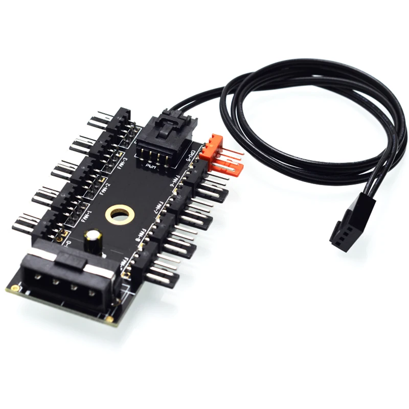 Newest Black PC 1 to 10 4Pin Molex Cooler Cooling Fan Hub Splitter Cable PWM 12V 4Pin Power Supply Adapter For PC Mining