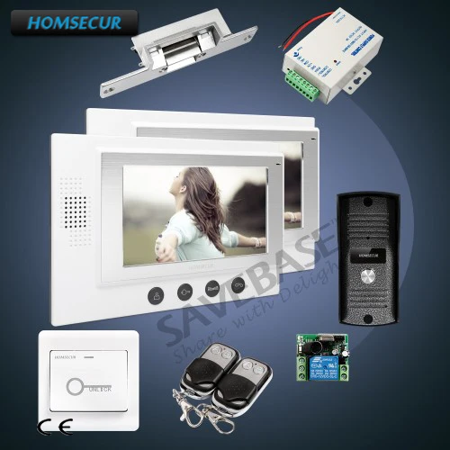 

HOMSECUR 1C2M+Strike Lock 7" Wired Video&Audio Home Intercom+LCD Color Screen for House/Flat