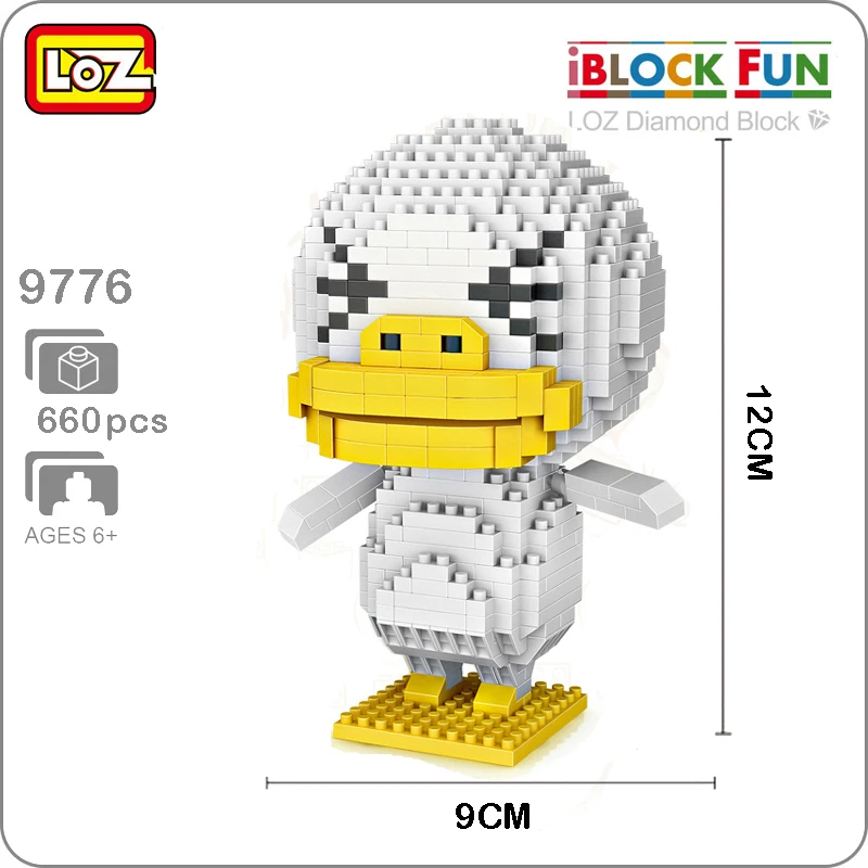 

LOZ 9776 Cartoon White Duck Animal Pet Figure 3D Model 660pcs DIY Nano Blocks Bricks Assembly Diamond Mini Building Toy no Box