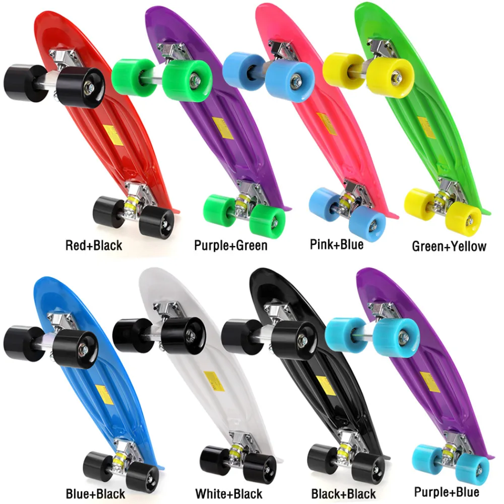 Kopen HOT Multicolor Professionele Unisex Compleet Skateboard Deck Kids Dubbele Draak Skateboard Mini Kinderen Plastic Skate Board hot