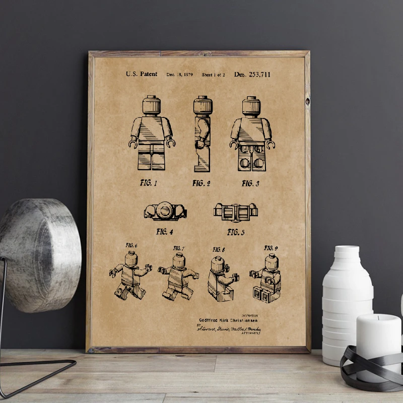 Building Blocks Patent Vintage Prints Home Decor