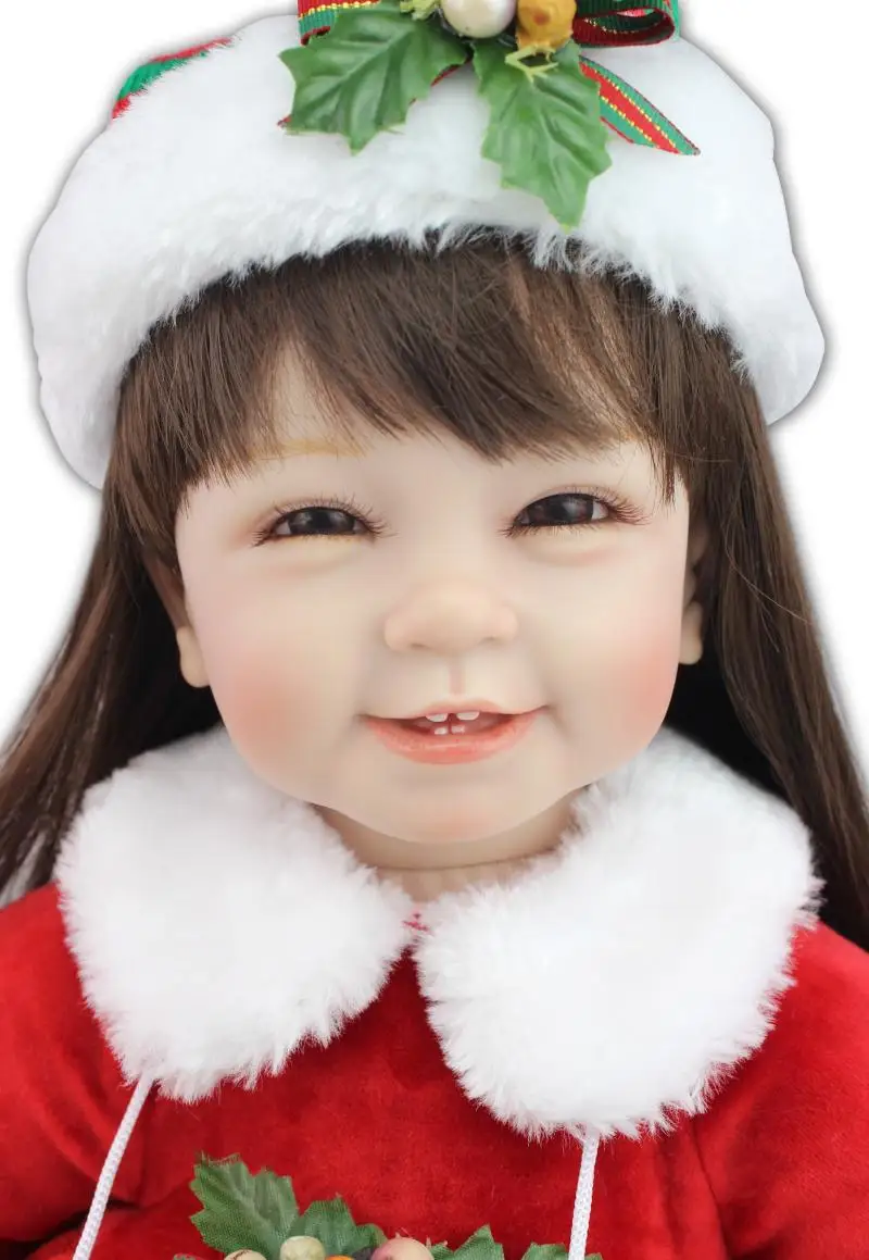 

22 Inch Silicone Vinyl Baby Doll Reborn Dolls Lifelike Newborn Dolls Handmade Smiling Princess Girl Kids Xmas Gift