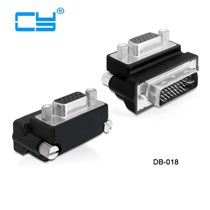

2PCS/lot Down Right Angled 90 Degree VGA SVGA Female To DVI 24+5 male DVI to RGB Adapter vga dvi connector adapter Free shipping