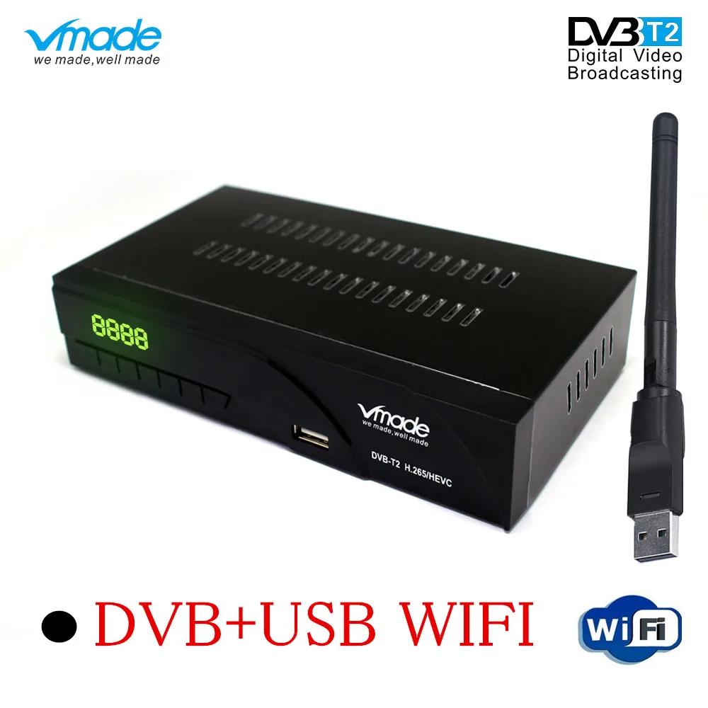 DVB-T2 цифровой приемник Поддержка H.265/HEVC/H.264 H265 код совместимый HD DVB-T с dolby ac3 горячая Распродажа Чешский Голландский Германия - Цвет: WITH USB WIFI