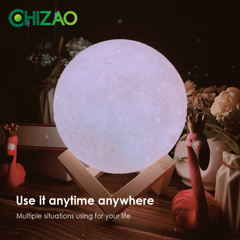  CHIZAO 3D Print LED Lamp Moon Earth Jupiter Home Bedroom Decor Creative Mood Night Light USB Rechar - 32957254699