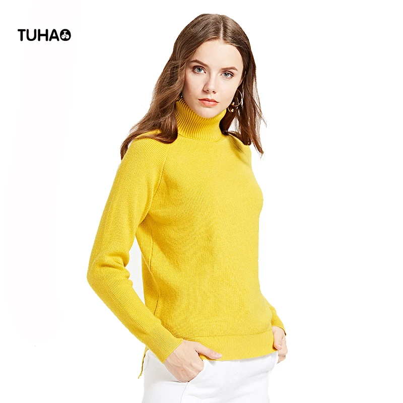 TUHAO Long Sleeve Turtleneck Winter Sweater Women Tops
