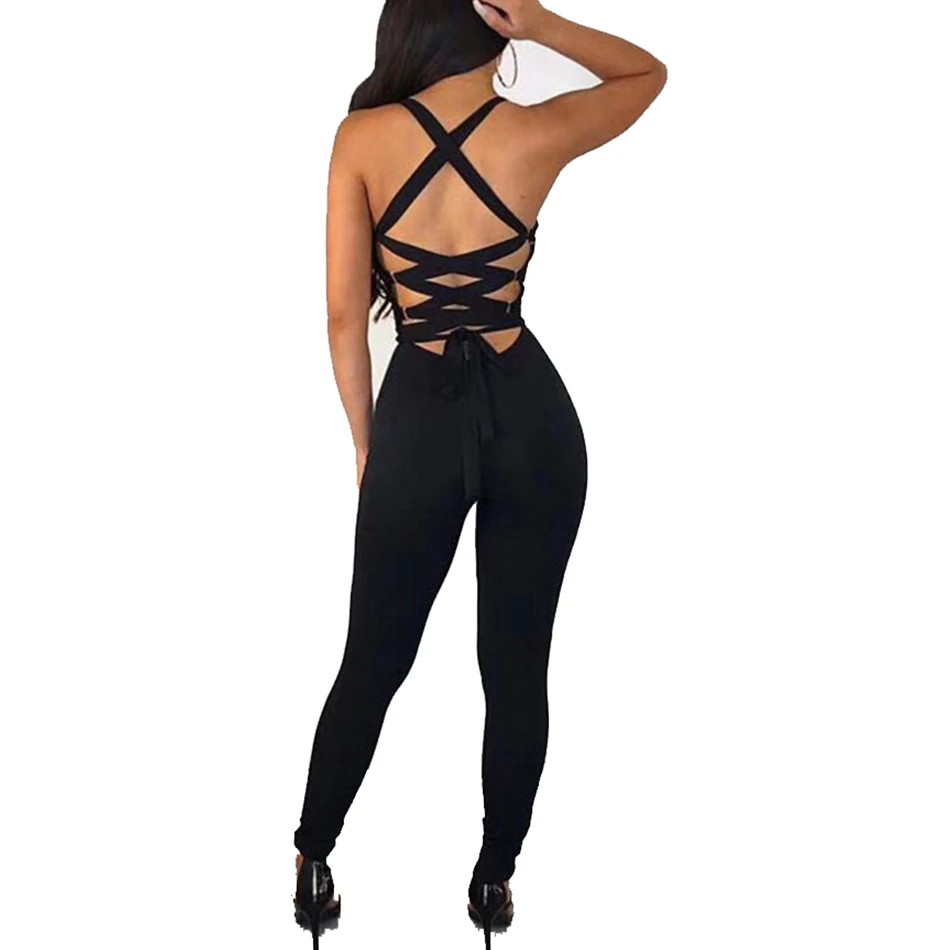 Femmes Manches Chaude Rayonne Nu Tendance Serrée 2018 Salopette Sexy Dos De Qualité Bandage Haute Nouvelle Noir Sans UHxqO6H
