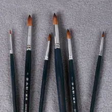 6 Teile/satz Qishuixuan Marke Wiesel Haar Runde Kopf Pinsel Elastischen Medium Aquarell Pinsel Hookline Stift Für Künstler