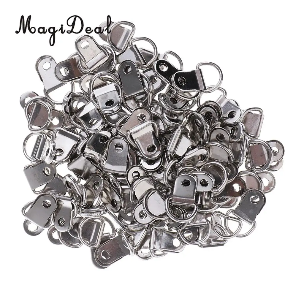 100 Pcs Single Hole D-Ring Hangers Home Decoration Creative Picture Frame Hanging 0.98 x 0.39 inch