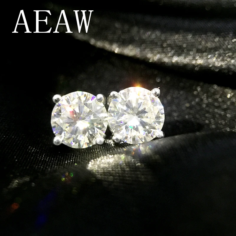 Женские серьги с бриллиантами Genuine14K 585 белое желтое золото 2 CTW FG|Серьги-гвоздики| |
