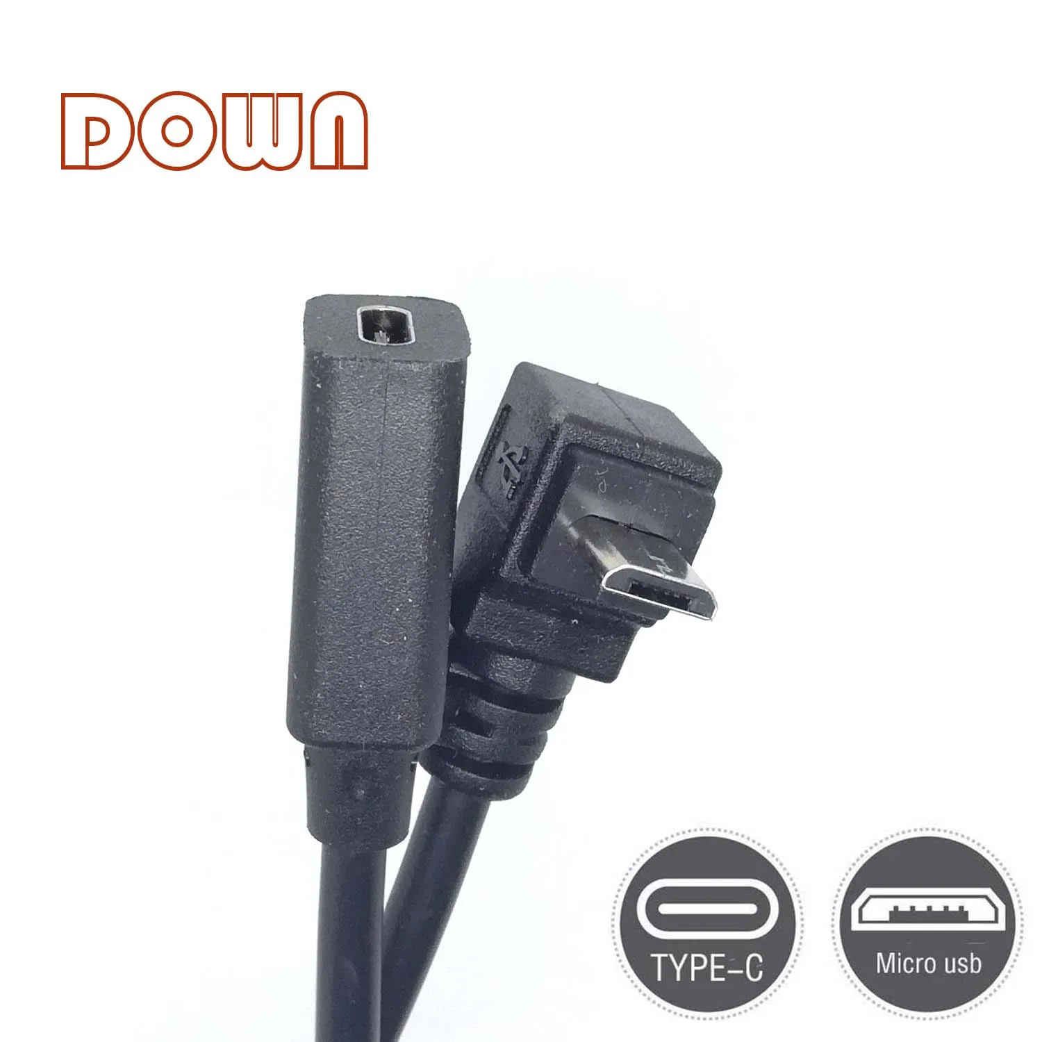 90 degree angle Type-C Female To Micro-B Micro male USB Charging Data otg charger convertor adapter cord CABLE