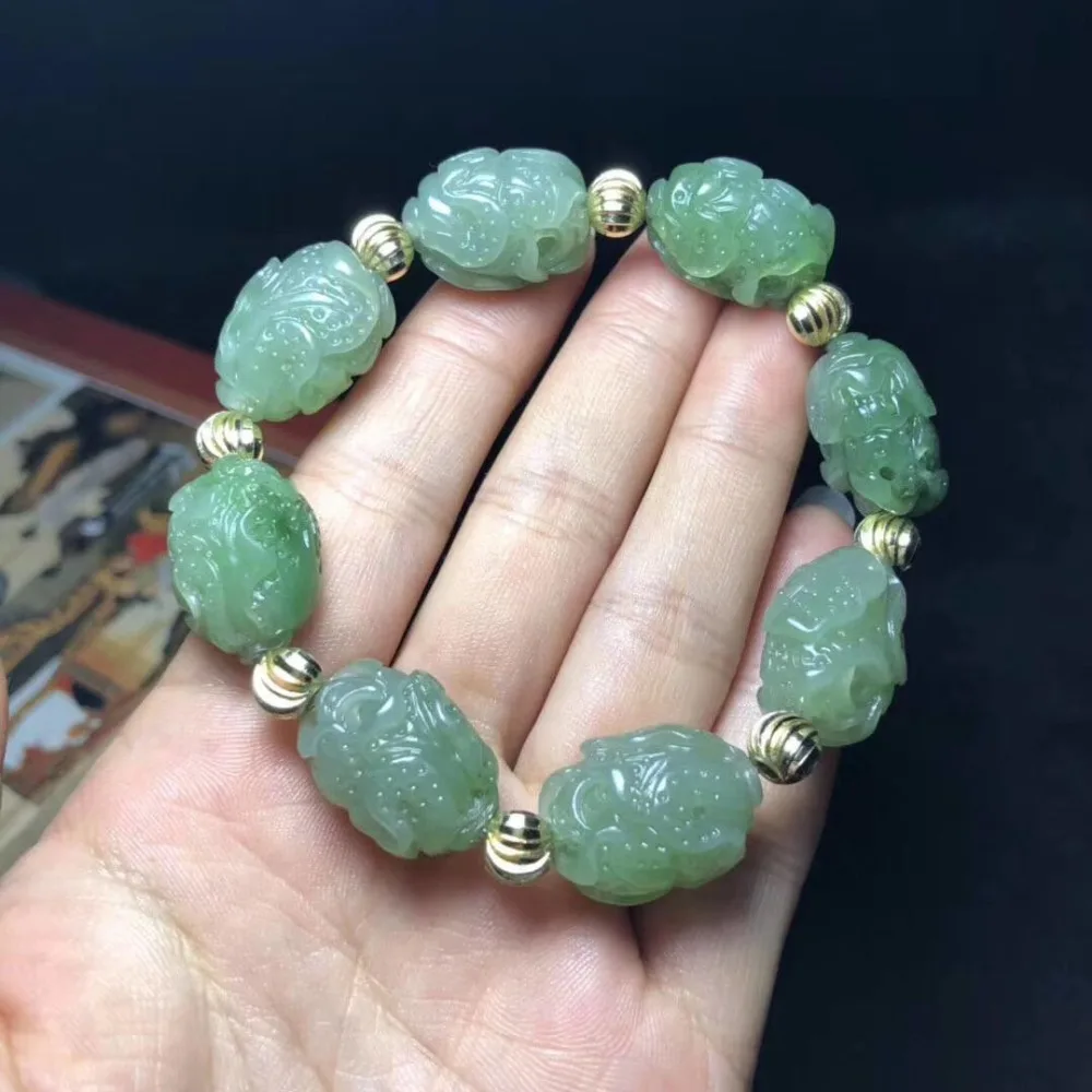 RussianmaterialnaturalHetianjadejadecabbagebraceletwithalloy