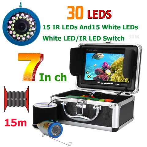 Inventor de Peixes Câmera de Vídeo Leds à Prova Polegada Monitor 1000tvl Subaquática Pesca 30pcs Dcmos Água Sensor Cmos 7 15 m