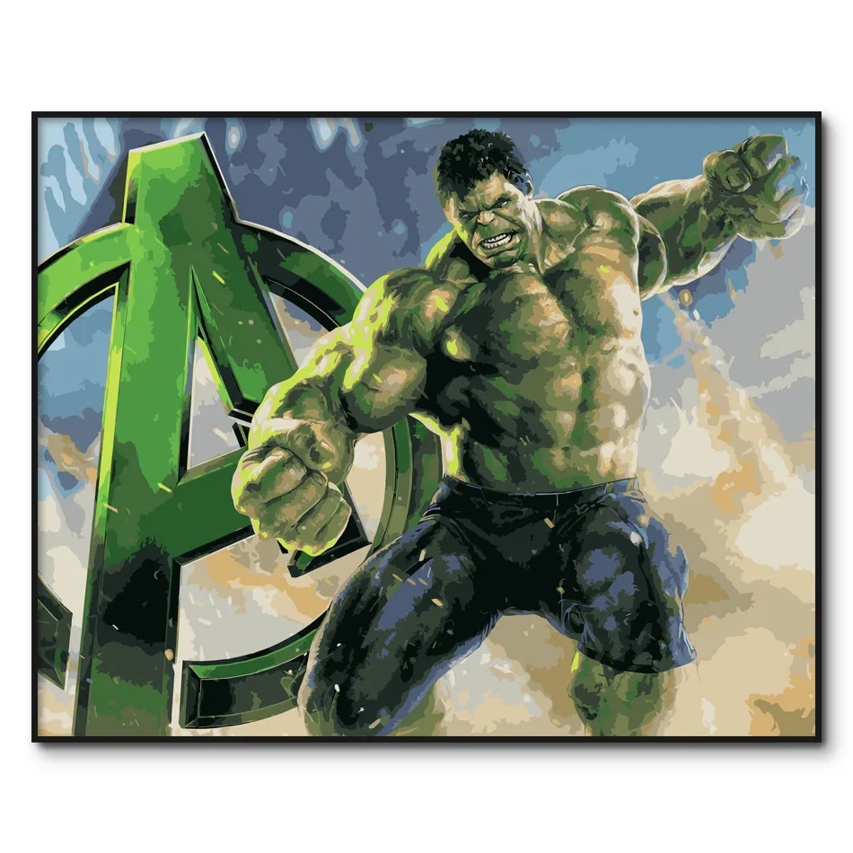 

The Avengers Framed DIY Oil Painting Hulk Pictures By Numbers On Canvas Wall Pictures Wall Art For Living Room Home Decor