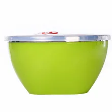 Beisesi Green Korean Stainless Steel Bowl Food Container Crisper Fresh Instant Noodles Fruit Salad Eco-Friendly Bowl with Lid