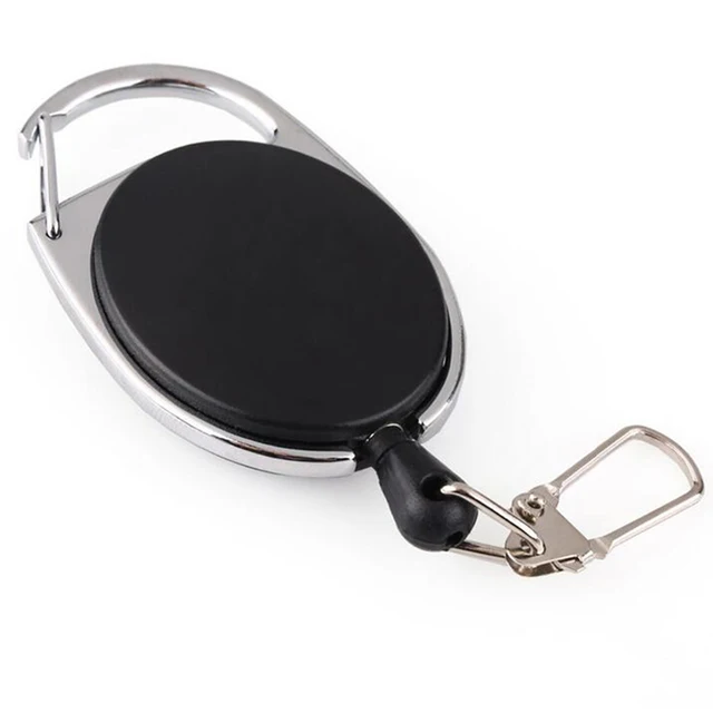 Recoil Extendable Metal Wire 60cm 23in Key Chain Ring Belt Clip Pull Keyring Retracting ID Card Badge Holder
