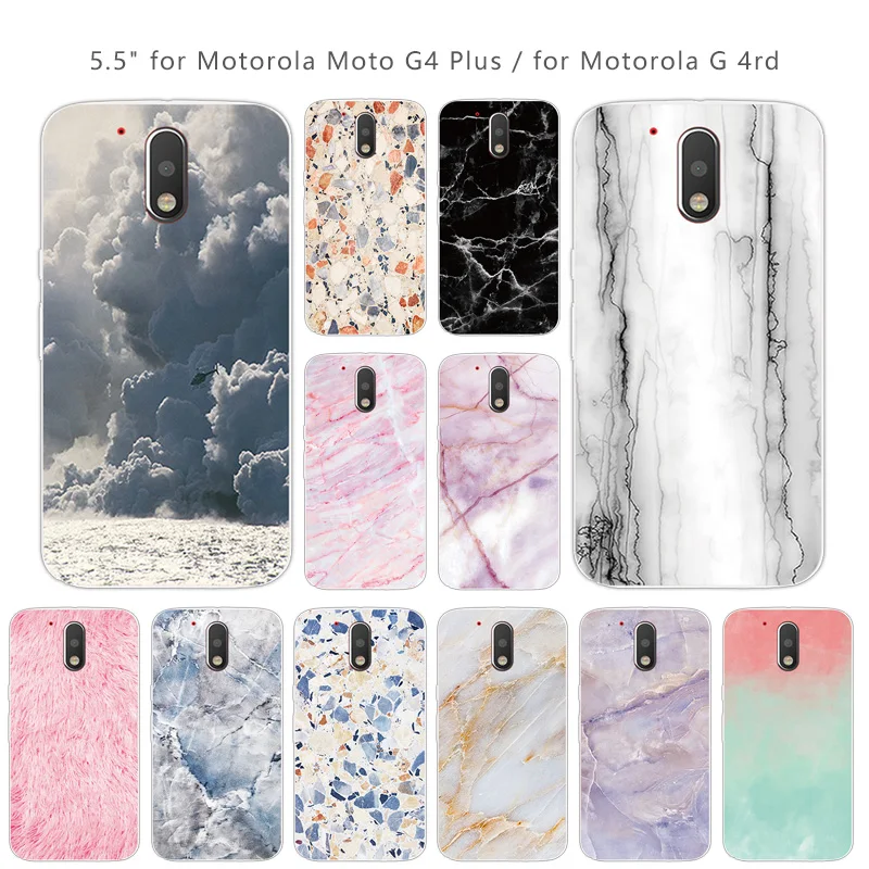5.5 inch For Motorola Moto G4 Plus Phone Cases TPU Transparent Silicon Soft Stone Cover / Coque |