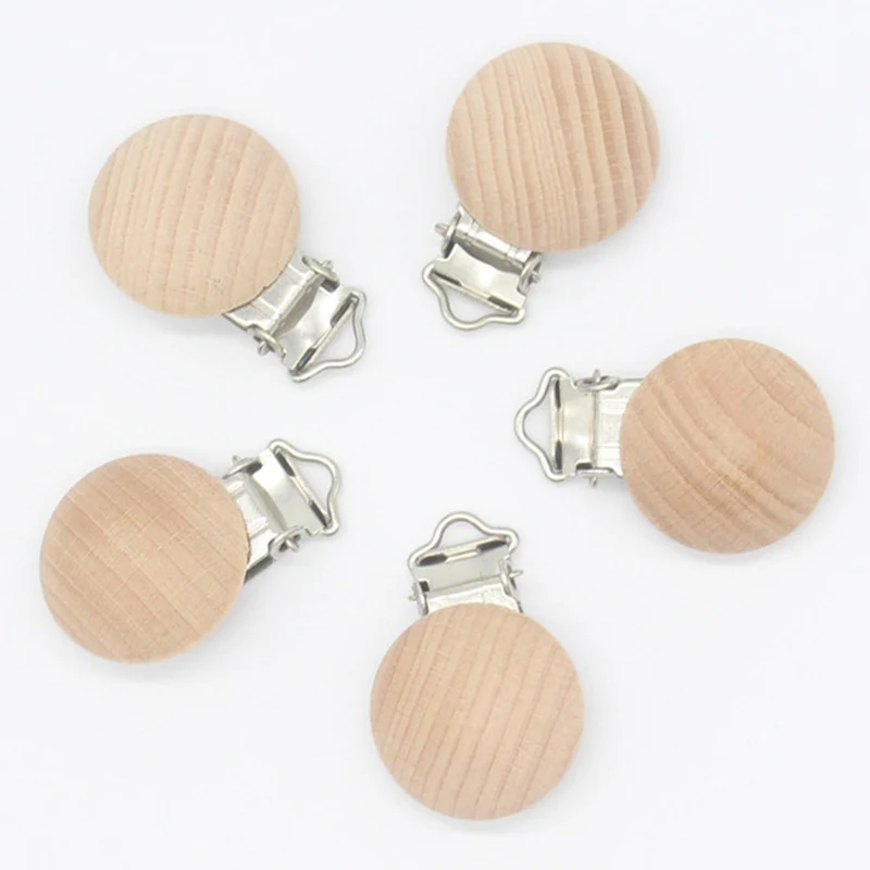 

1pc New Round Shaped Pacifier Clip Wooden Bead Baby Teether Teething Accessories Clip Nipple Clasps Toy DIY Bead Tool