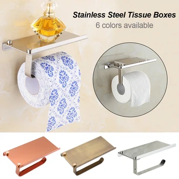 

Stainless Steel Bathroom Paper Phone Holder with Shelf Bathroom Mobile Phones Towel Rack Toilet Paper Holder Tissue Rack