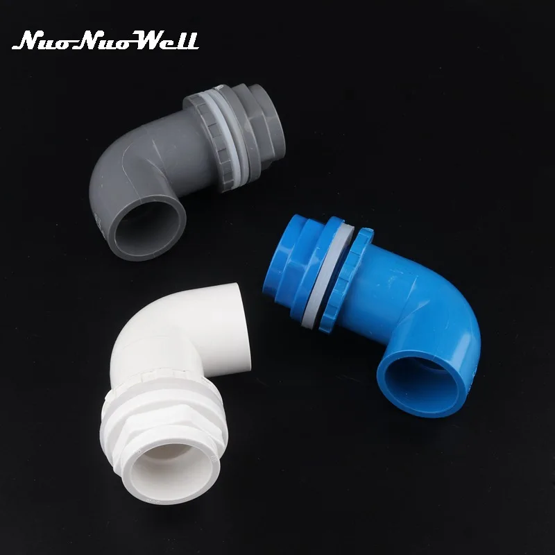 

1pc PVC 20mm 25mm 32mm 40mm 50mm 90 degree Thickened Fish Tank Outlet Aquarium Water Inlet Water tank Elbow Joint drainage