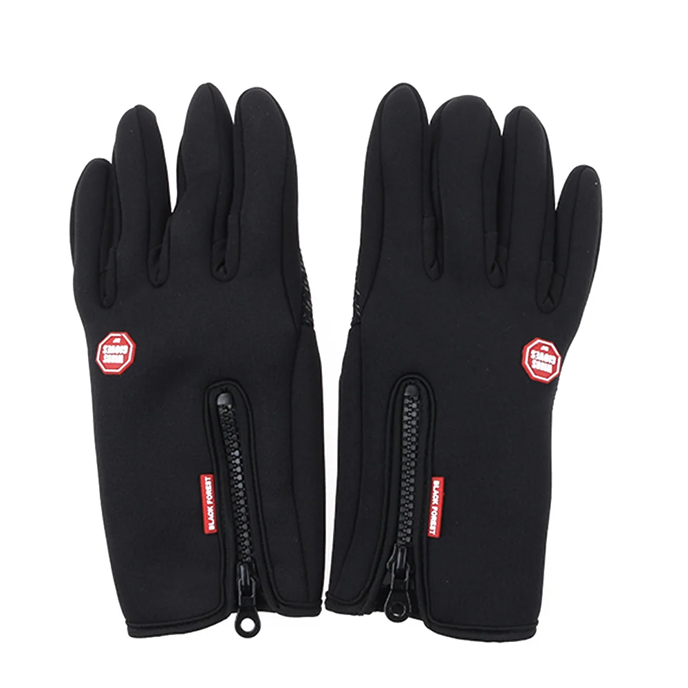 Новые походные зимние велосипедные перчатки для мужчин и женщин, ветрозащитные мягкие тёплые перчатки из искусственной кожи для спорта на открытом воздухе - Цвет: black
