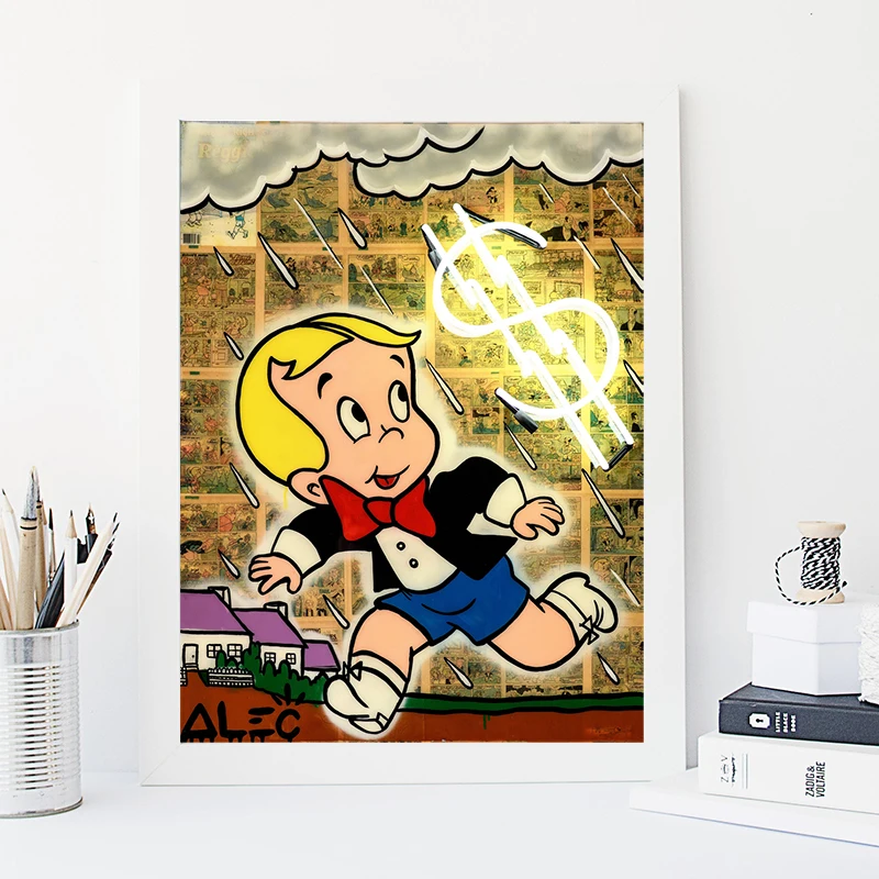 

Monopolyingly Street Art Brainwash Dollar Oil Painting on Canvas Graffiti Wall Picture for Living Room Print Poster Home Decor