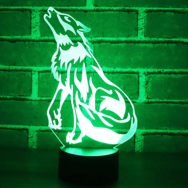 3D светодиодный ночной Светильник волком вой с 7 цветов светильник для украшения дома лампы удивительный визуализации Оптические иллюзии Awesome