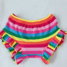 Новинка; Лидер продаж; Детские Модные хлопковые шорты С Разноцветными полосками и оборками