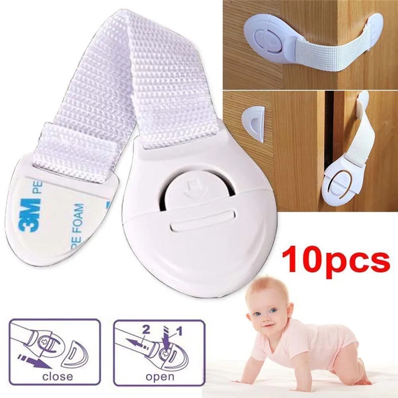 

10PCS Adhesive Child Baby Kids Cute Safety Lock For Door Drawer Cupboard Proof Cabinet Cupboard Fridge Cabinet Prevent Clamping
