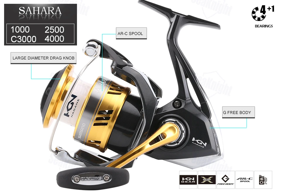 Новая Оригинальная спиннинговая Рыболовная катушка Shimano SAHARA FI 1000 2500 C3000 4000 C5000XG 5BB Hagane gear x-корабль катушка для соленой воды