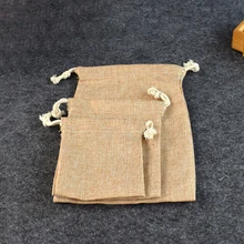 300 шт/партия, натуральная Льняная сумка на шнурке, джутовый карман, Подарочная сумка, тканевая сумка, заказной печатный логотип, сумка-тоут