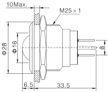 ELEWIND IP67 герметичный металлический световой сигнал (PM251B-D/J/B/12 В/N)