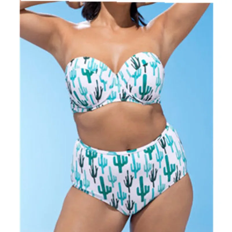

Bikini Set Plus Size Swimwear 4xl High Quality Printed 2 Piece Swimsuit For Women Beach Swimwear Push Up Padded Bra Biquini