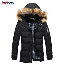JOOBOX зимние куртки мужские брендовые повседневные зимние мужские пальто Теплые утепленные парки верхняя одежда с капюшоном меховое пальто одежда