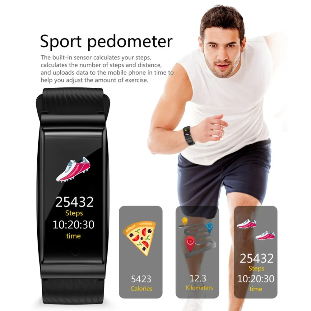 

F4 Smart Pedometers Bracelet 0.96" Color Screen Heart Rate Pulse Blood Pressure Monitor Waterproof Outdoor Fitness Equipment