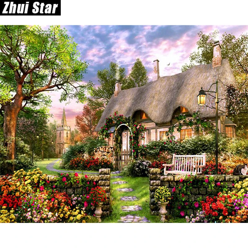 

Full Square Diamond 5D DIY Diamond Painting "Cottage & Garden" Embroidery Cross Stitch Rhinestone Mosaic Painting Decor Gift