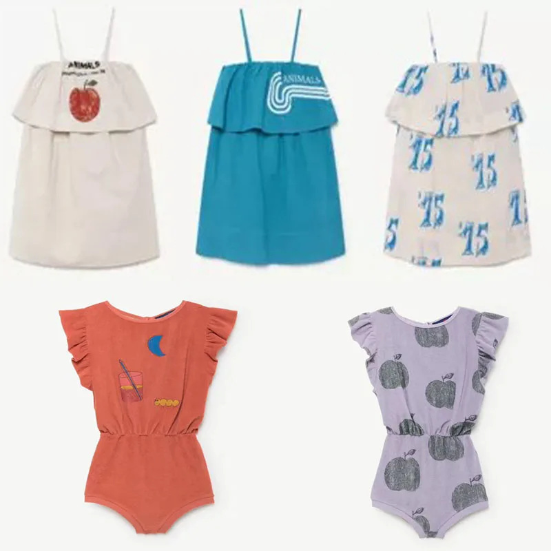 Летнее платье для девочек; Новинка года; хлопковые вечерние платья принцессы с яблоком; одежда для маленьких девочек; комбинезон